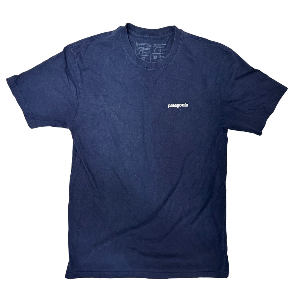 Patagonia P-6 Logo Responsibili-Tee Navy Blue Mens Small Short Sleeve Tee